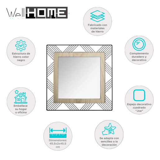 WELL HOME - Espelho de metal e madeira