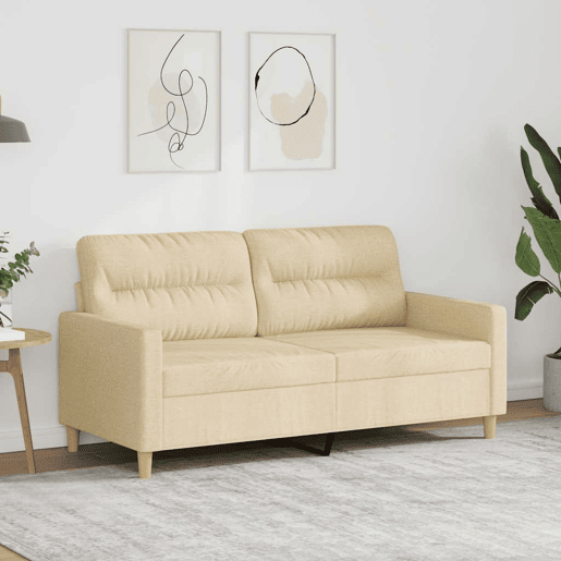 vidaXL Sofá de 2 lugares tecido 140 cm cor creme vidaXL Sofá de 2 lugares tecido 140 cm cor creme
