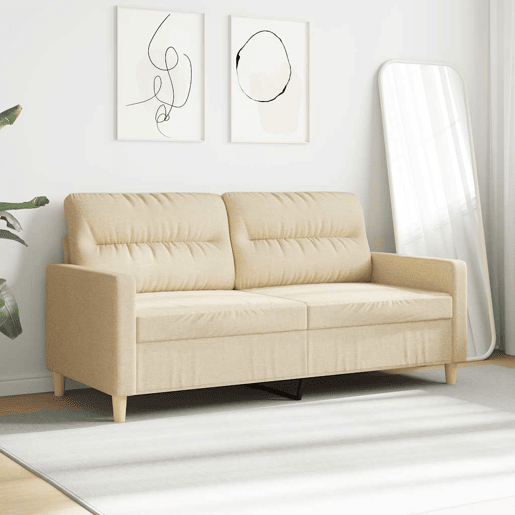 vidaXL Sofá de 2 lugares tecido 140 cm cor creme vidaXL Sofá de 2 lugares tecido 140 cm cor creme