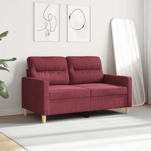 vidaXL Sofá de 2 lugares tecido 120 cm vermelho tinto vidaXL Sofá de 2 lugares tecido 120 cm vermelho tinto