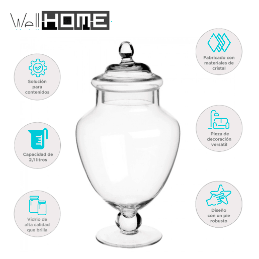 WELL HOME - Frasco de vidro para bombons com pé 2,1L
