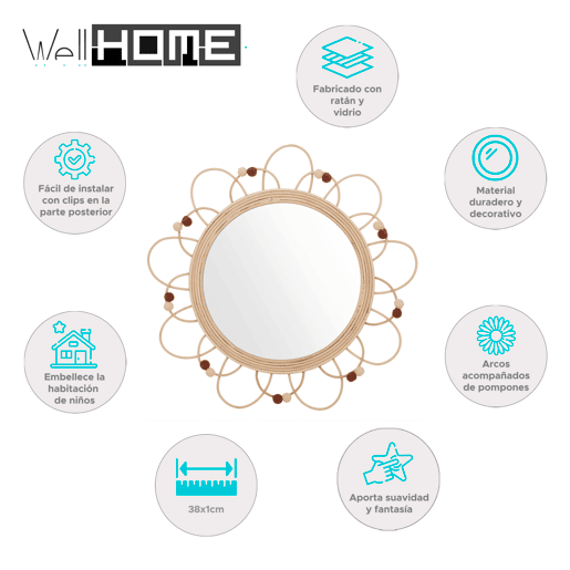 WELL HOME - Espelho de vime Campagne