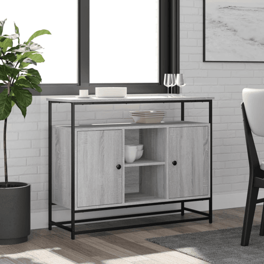 vidaXL Aparador 100x35x80 cm derivados de madeira cinzento sonoma