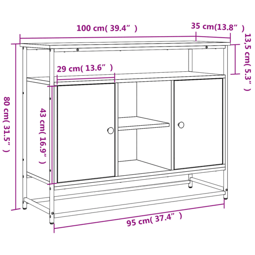 vidaXL Aparador 100x35x80 cm derivados de madeira cinzento sonoma