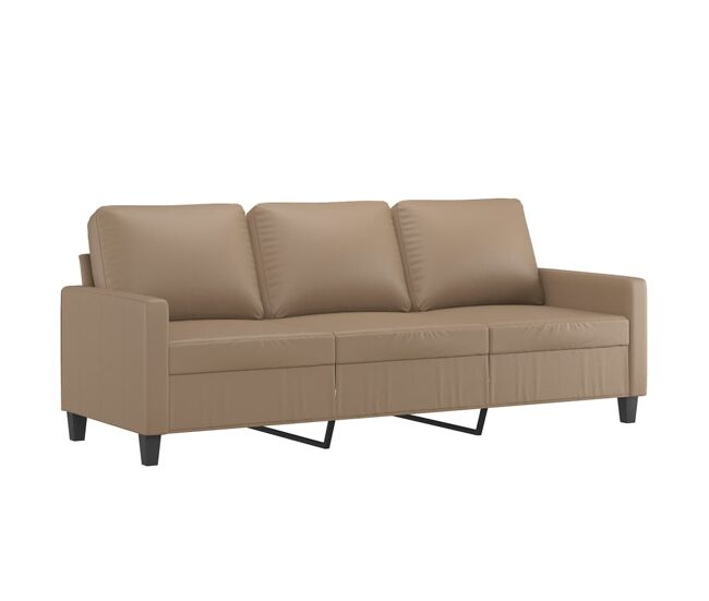 Vidaxl sofá de 3 plazas de cuero sintético color capuchino 180 cm