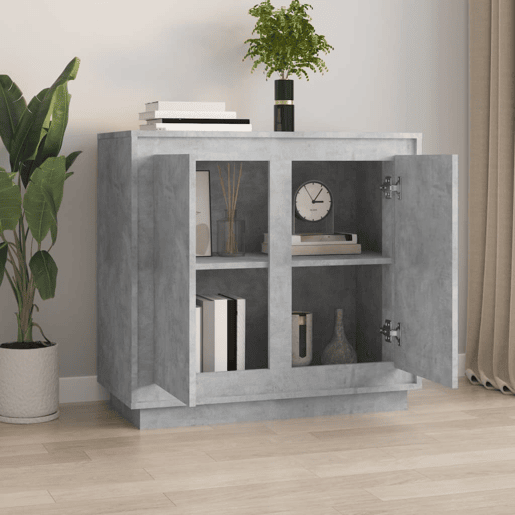 vidaXL Aparador 80x34x75 cm derivados de madeira cinzento cimento