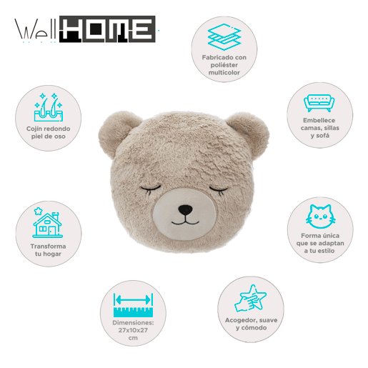 WELL HOME - Almofada redonda de pele de urso