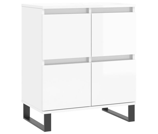 Vidaxl aparador de madera contrachapada blanco brillante 60x35x70 cm
