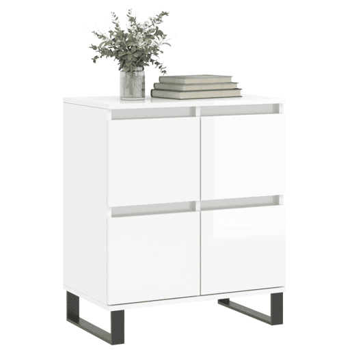 vidaXL Aparador 60x35x70 cm derivados de madeira branco brilhante