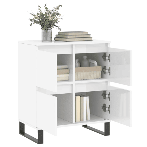 vidaXL Aparador 60x35x70 cm derivados de madeira branco brilhante