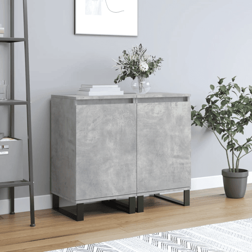 vidaXL Aparadores 2 pcs 40x35x70 cm derivados de madeira cinza cimento