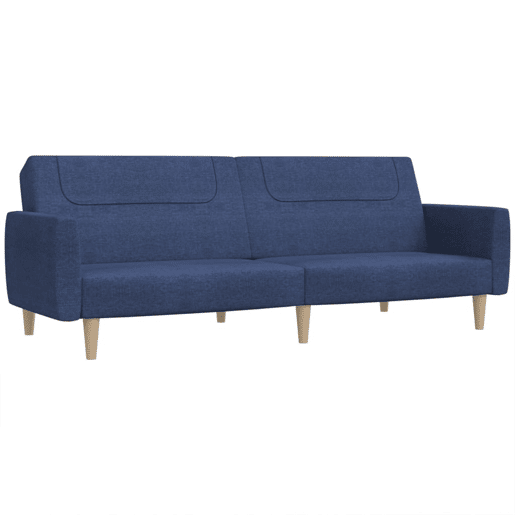 vidaXL Sofá-cama de 2 lugares tecido azul