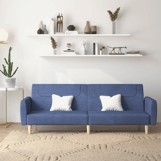 vidaXL Sofá-cama de 2 lugares tecido azul