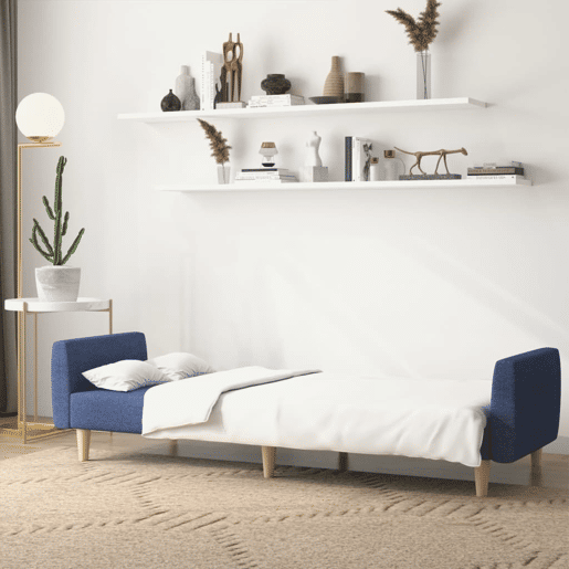 vidaXL Sofá-cama de 2 lugares tecido azul