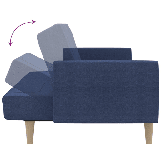 vidaXL Sofá-cama de 2 lugares tecido azul