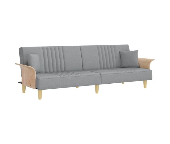 Vidaxl sofá cama con reposabrazos tela gris claro