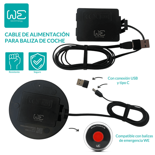 Cabo de alimentação para farol de luz de emergência WE