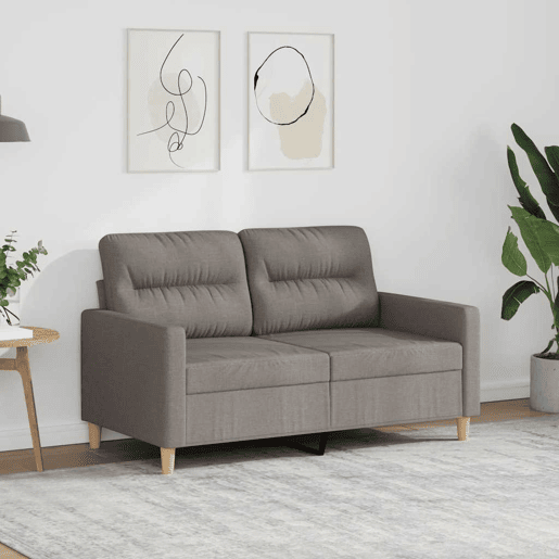 vidaXL Sofá de 2 lugares tecido 120 cm cinzento-acastanhado