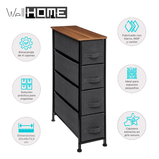 WELL HOME - Armazenamento com 4 gavetas WELL HOME - Armazenamento com 4 gavetas