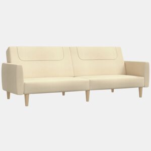 vidaXL Sofá-cama de 2 lugares tecido cor creme