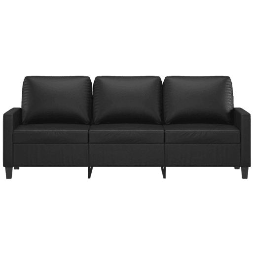 vidaXL Sofá de 3 lugares 180 cm couro artificial preto vidaXL Sofá de 3 lugares 180 cm couro artificial preto