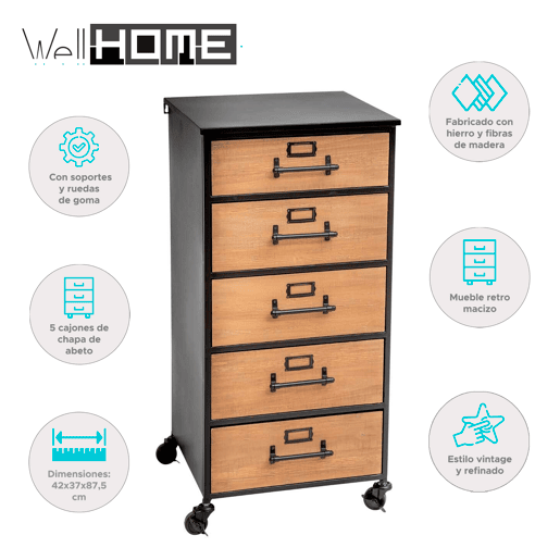WELL HOME - Gaveta para arquivos com decoração retrô