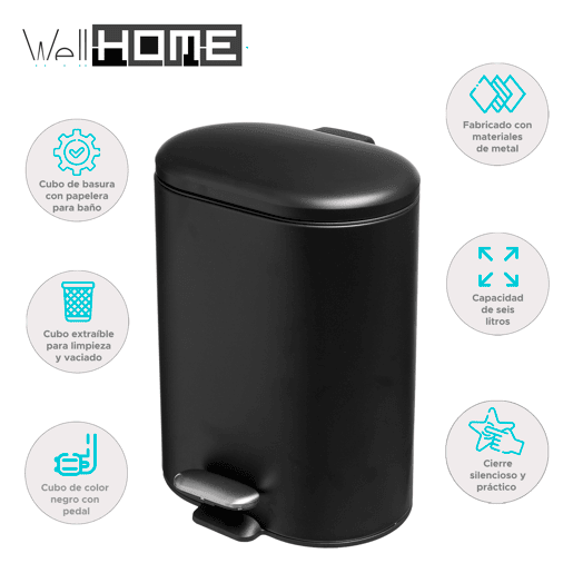 WELL HOME - Balde de pedal Siliflex em aço inoxidável