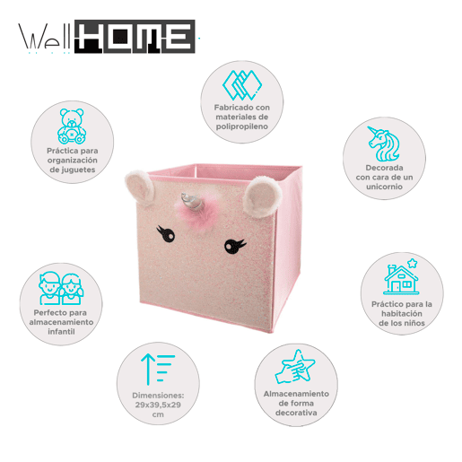 WELL HOME - Caixa de arrumação infantil 'Unicórnio'