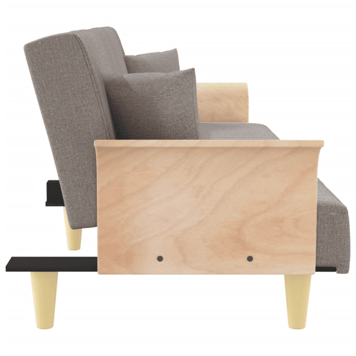 vidaXL Sofá-cama com apoio de braços tecido cinzento-acastanhado