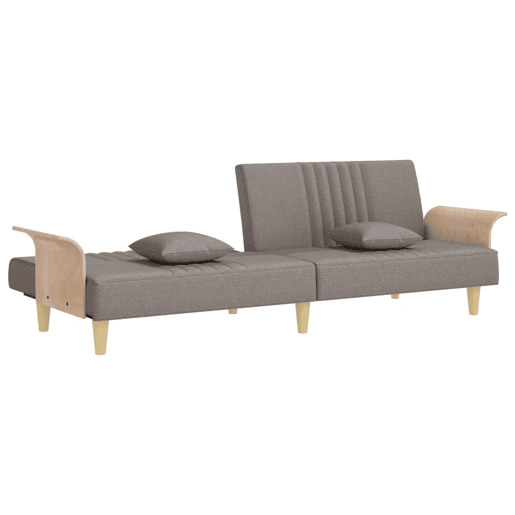 vidaXL Sofá-cama com apoio de braços tecido cinzento-acastanhado