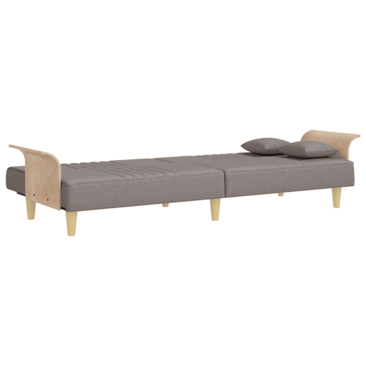 vidaXL Sofá-cama com apoio de braços tecido cinzento-acastanhado