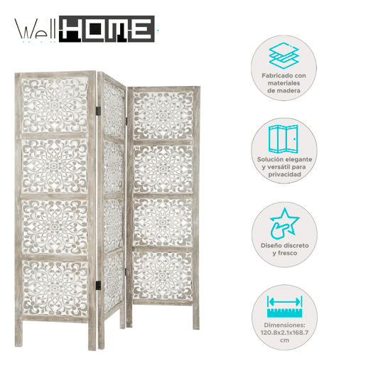 WELL HOME - Abajur de madeira Etnik com estampas