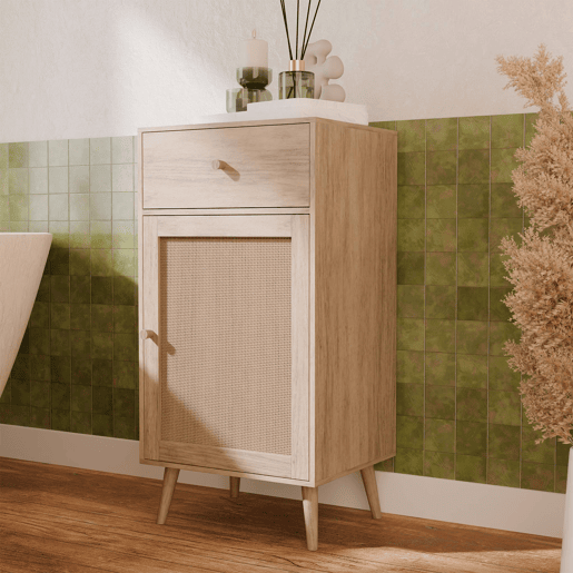 Móvel de banheiro decoração madeira, Boheme, Natural, 45x36x90 cm Móvel de banheiro decoração madeira, Boheme, Natural, 45x36x90 cm