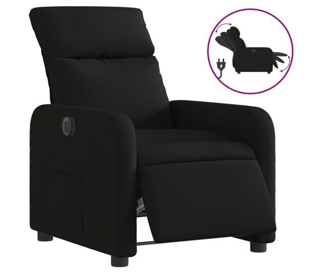 Vidaxl sillón reclinable eléctrico de tela negro