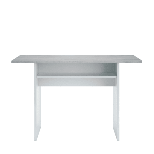 Móveis de cozinha modernos em branco e cinza (3 armários + carrinho para micro-ondas + mesa dobrável)