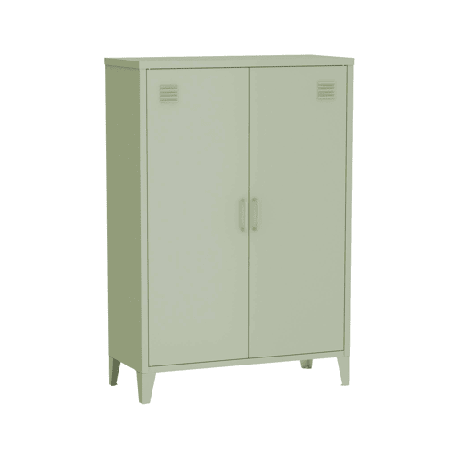 Cômodaguarda-roupa de metal 2 portas, set de 2, Soho, Verde claro, 75x33x110 cm