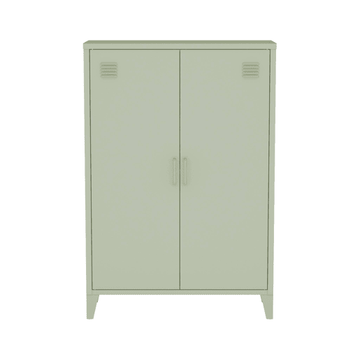 Cômodaguarda-roupa de metal 2 portas, set de 2, Soho, Verde claro, 75x33x110 cm