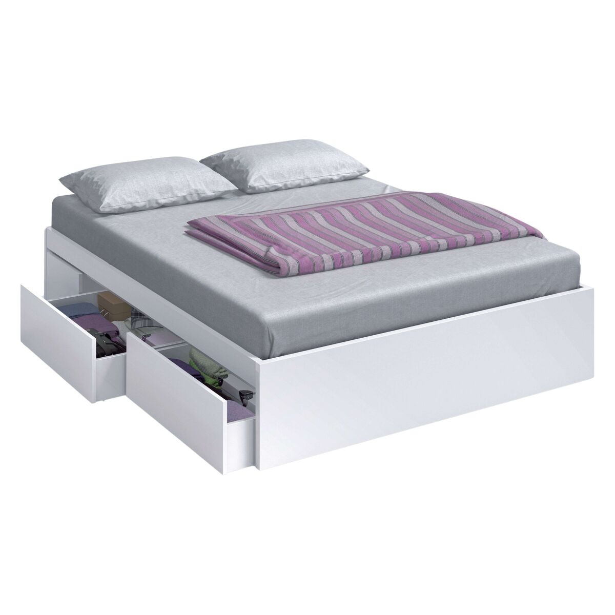 Pack muebles dormitorio matrimonio completo estilo nórdico color roble natur y blanco mate