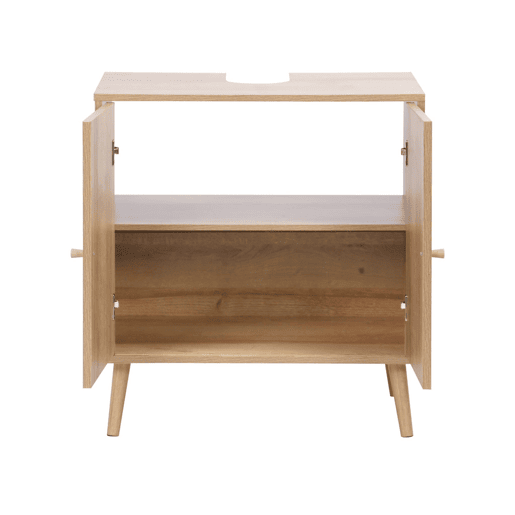 Móvel sob lavabo em decoração de madeira e cana, Boheme, Natural, 65x40x70 cm