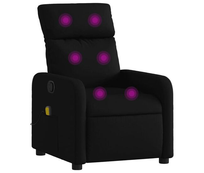 Vidaxl sillón reclinable de masaje de tela negro
