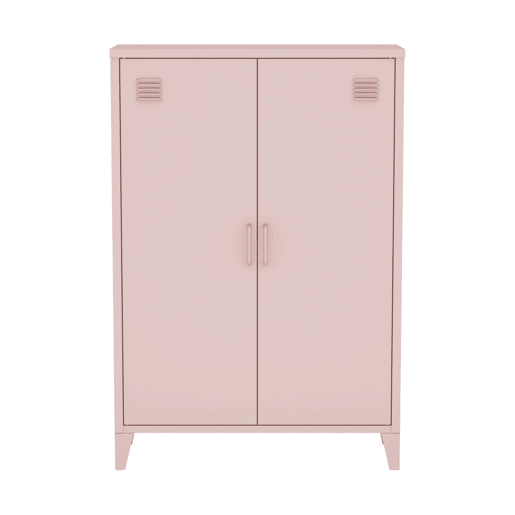 Cômodaguarda-roupa de metal 2 portas, set de 2, Soho, Rosa, 75x33x110 cm
