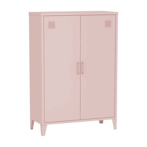 Cômodaguarda-roupa de metal 2 portas, set de 2, Soho, Rosa, 75x33x110 cm