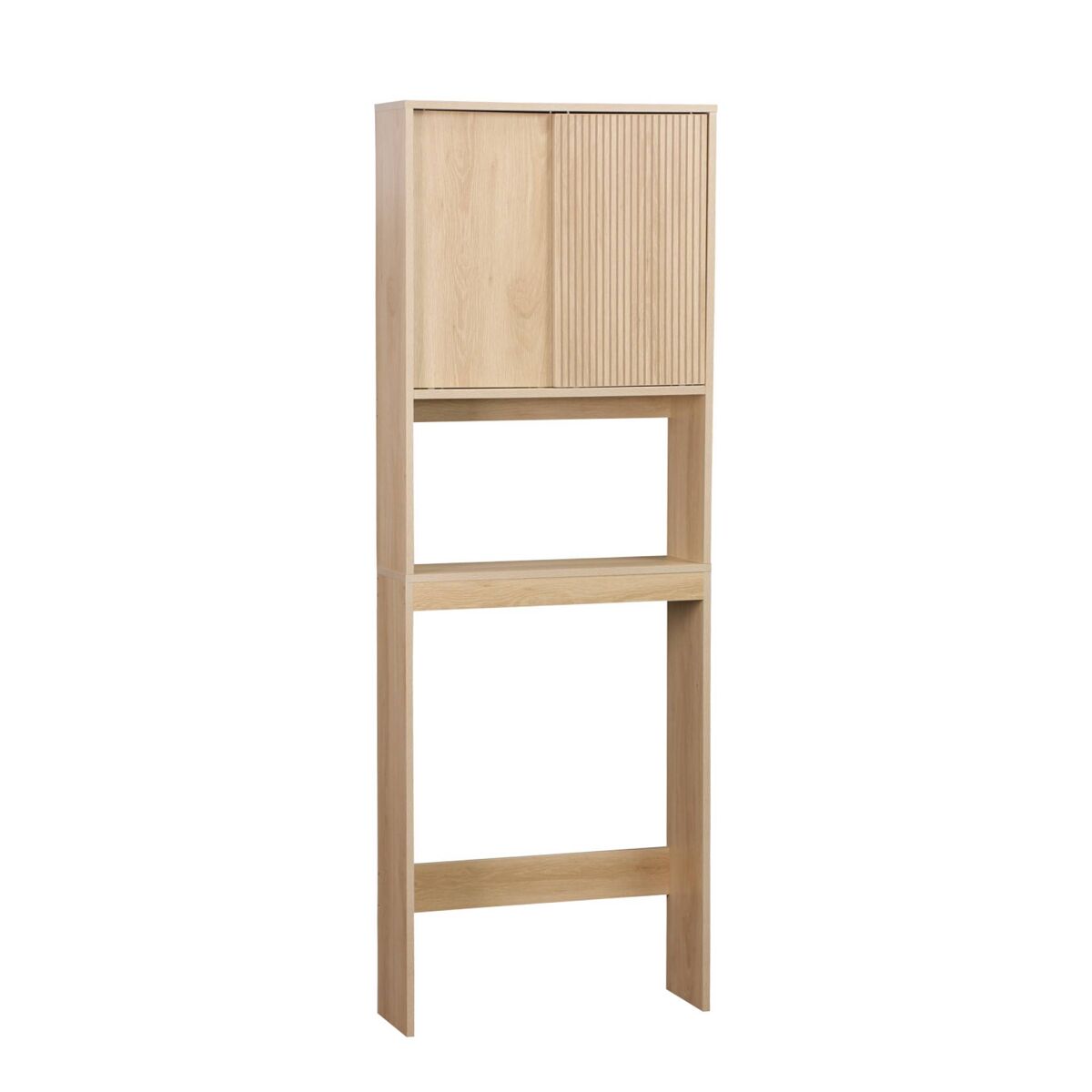 Estantería / mueble wc escandinavo decorado en madera natural - 64x20x180 cm
