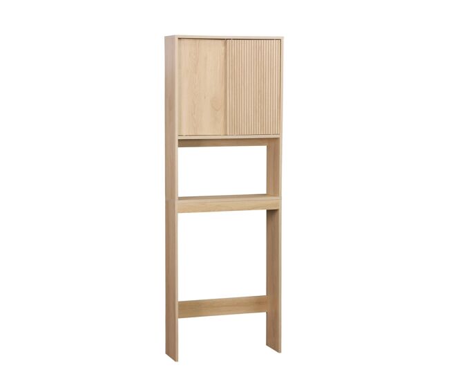Estantería / mueble wc escandinavo decorado en madera natural - 64x20x180 cm