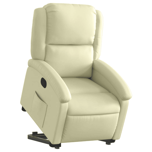 vidaXL Poltrona de massagens reclinável couro genuíno cor creme