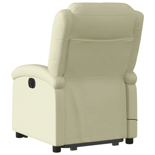 vidaXL Poltrona de massagens reclinável couro genuíno cor creme
