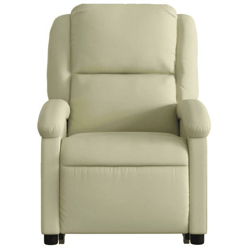 vidaXL Poltrona de massagens reclinável couro genuíno cor creme