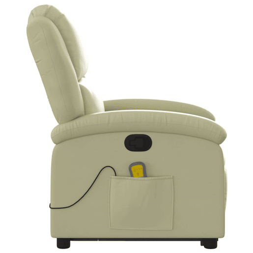 vidaXL Poltrona de massagens reclinável couro genuíno cor creme