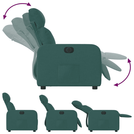 vidaXL Poltrona elétrica reclinável tecido verde-escuro vidaXL Poltrona elétrica reclinável tecido verde-escuro