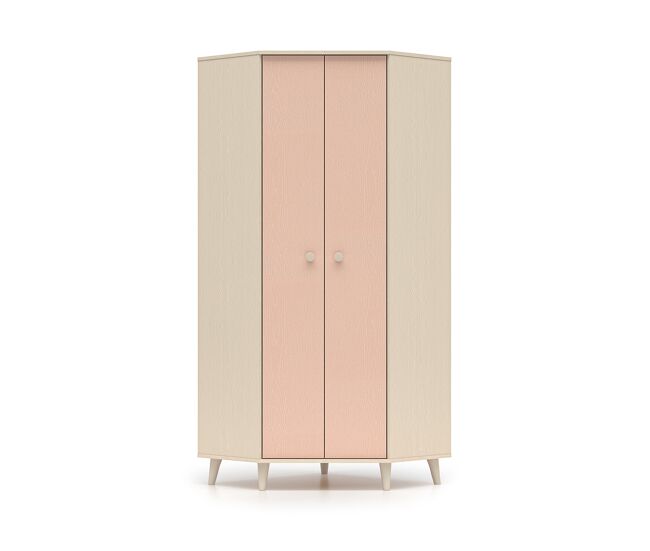 Armario de esquina 2 puertas alycia beige y rosa